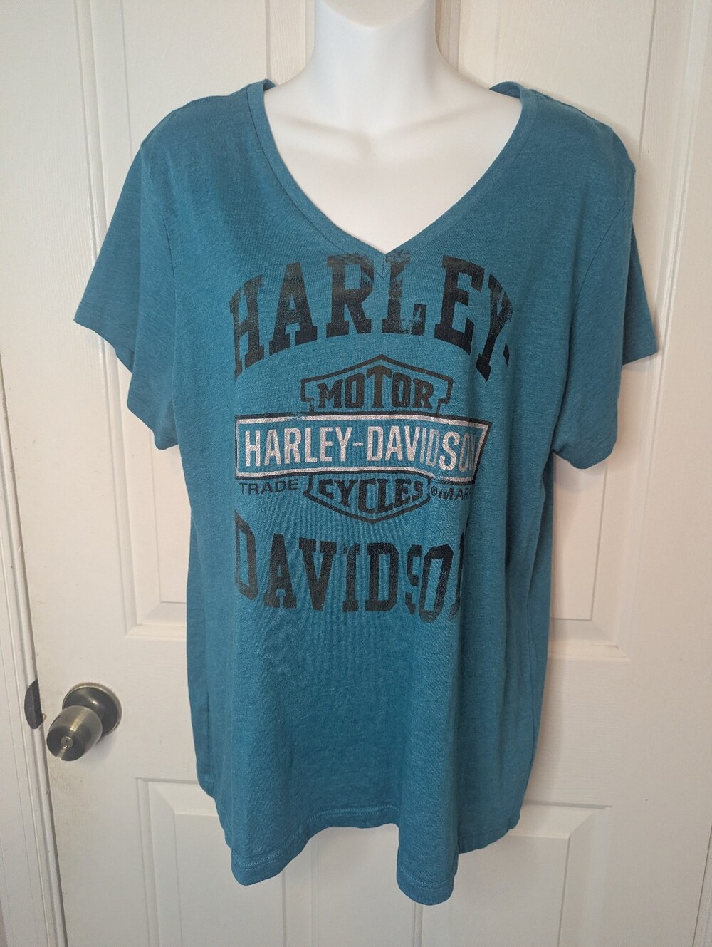 Harley-Davidson Women's XXL V-Neck Blue Graphic Tee Barnett El Paso TX 2014